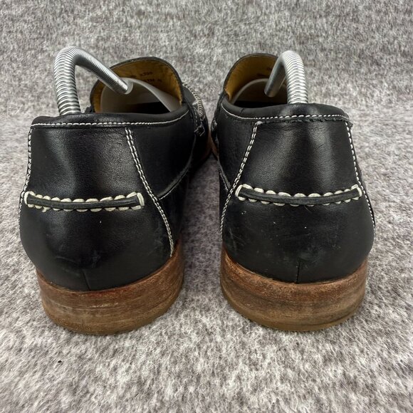 ✅Mens 11M Johnston Murphy Moc-Toe Black Leather Penny Loafers Classic Whale Tale - Picture 8 of 13